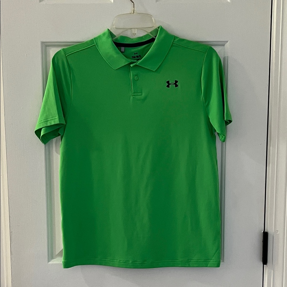 Under Armour Bright Green Boys Performance Polo Worn Once Like New Condition